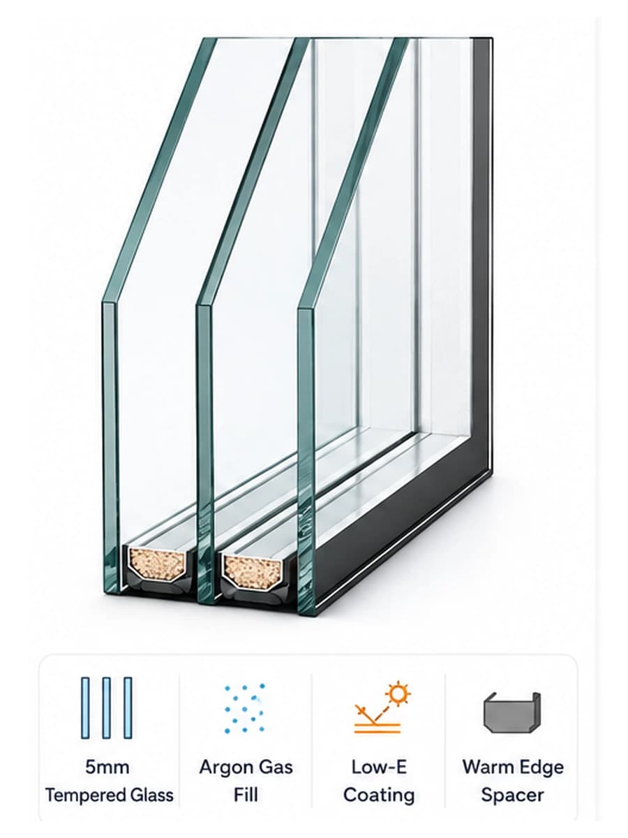 Triple Tempered Glazing 5mm + 5mm + 5mm